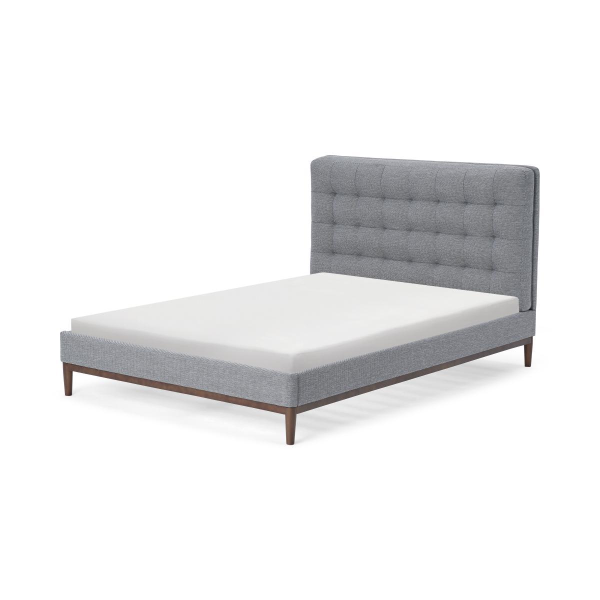 Lavelle Super King Size Bed, Blue Grey Tonal Weave & Walnut Stain Legs – image 2