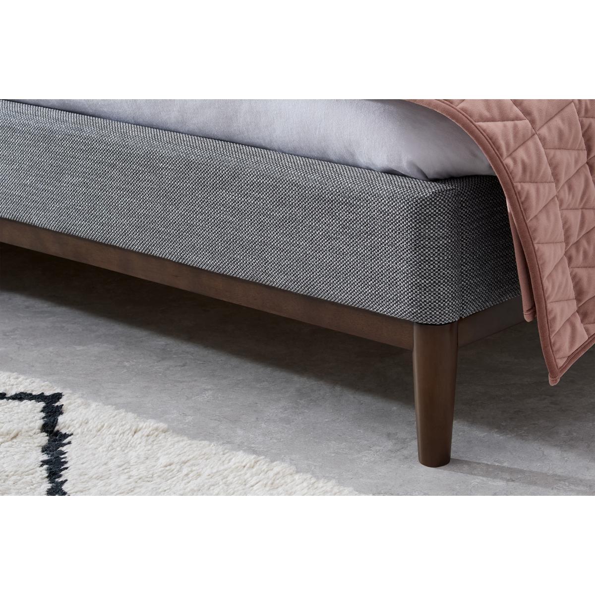 Lavelle Super King Size Bed, Blue Grey Tonal Weave & Walnut Stain Legs – image 5
