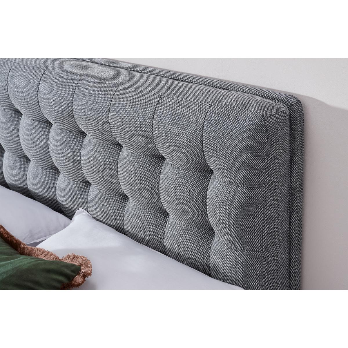 Lavelle Super King Size Bed, Blue Grey Tonal Weave & Walnut Stain Legs – image 6