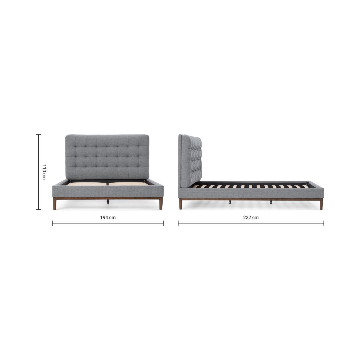 Lavelle Super King Size Bed, Blue Grey Tonal Weave & Walnut Stain Legs – image 8