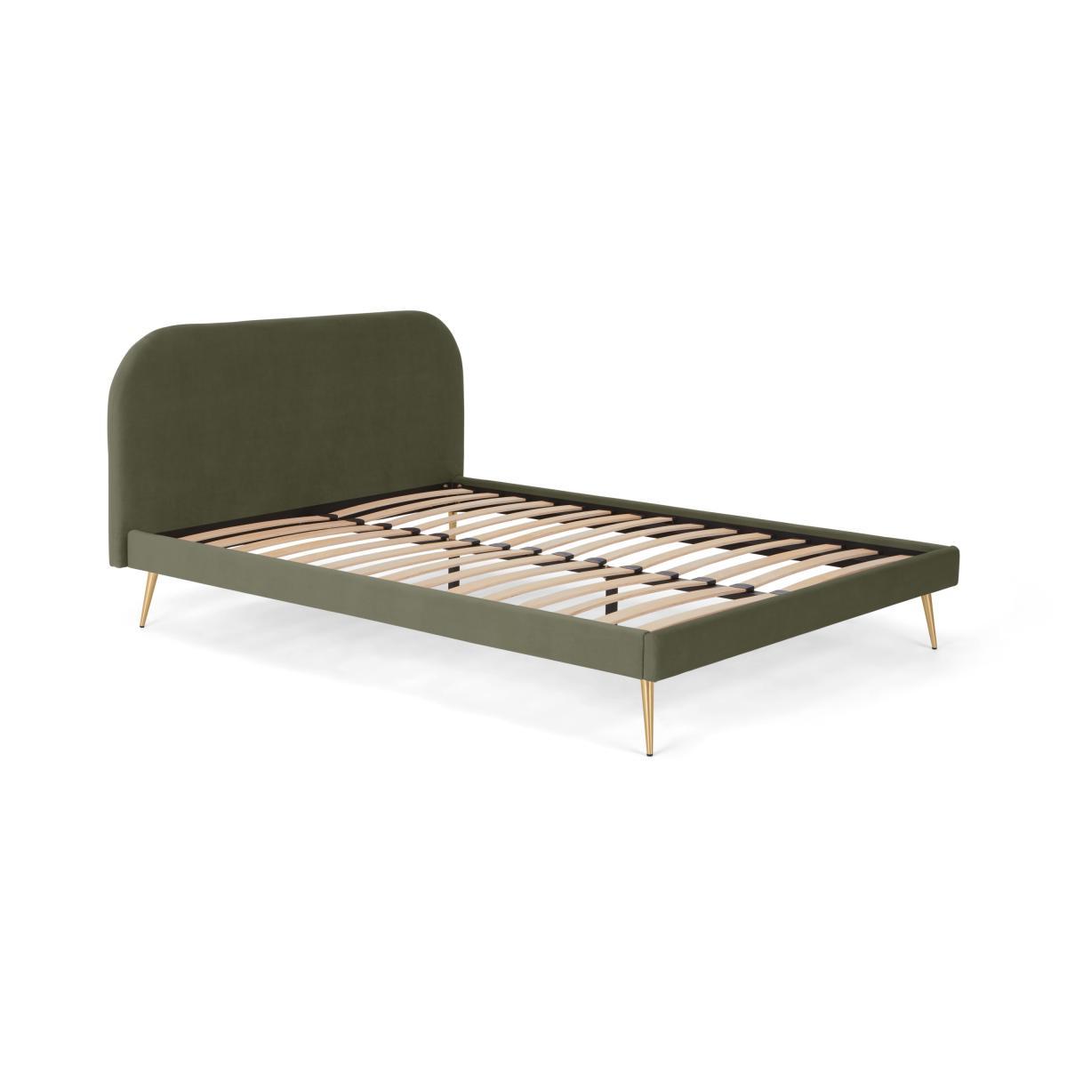 Eulia King Size Bed, Sycamore Green Velvet & Brass Legs – image 3