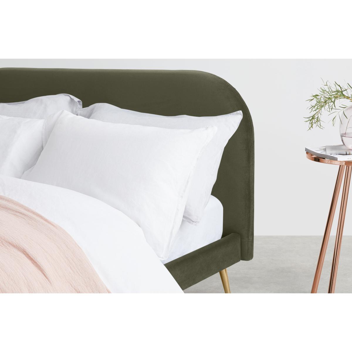 Eulia King Size Bed, Sycamore Green Velvet & Brass Legs – image 5