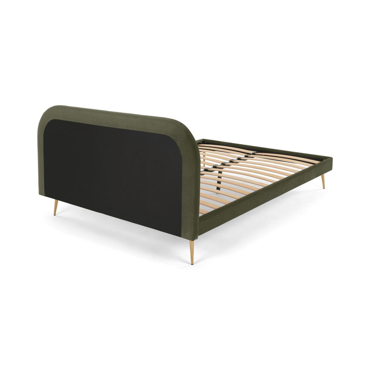 Eulia King Size Bed, Sycamore Green Velvet & Brass Legs – image 6