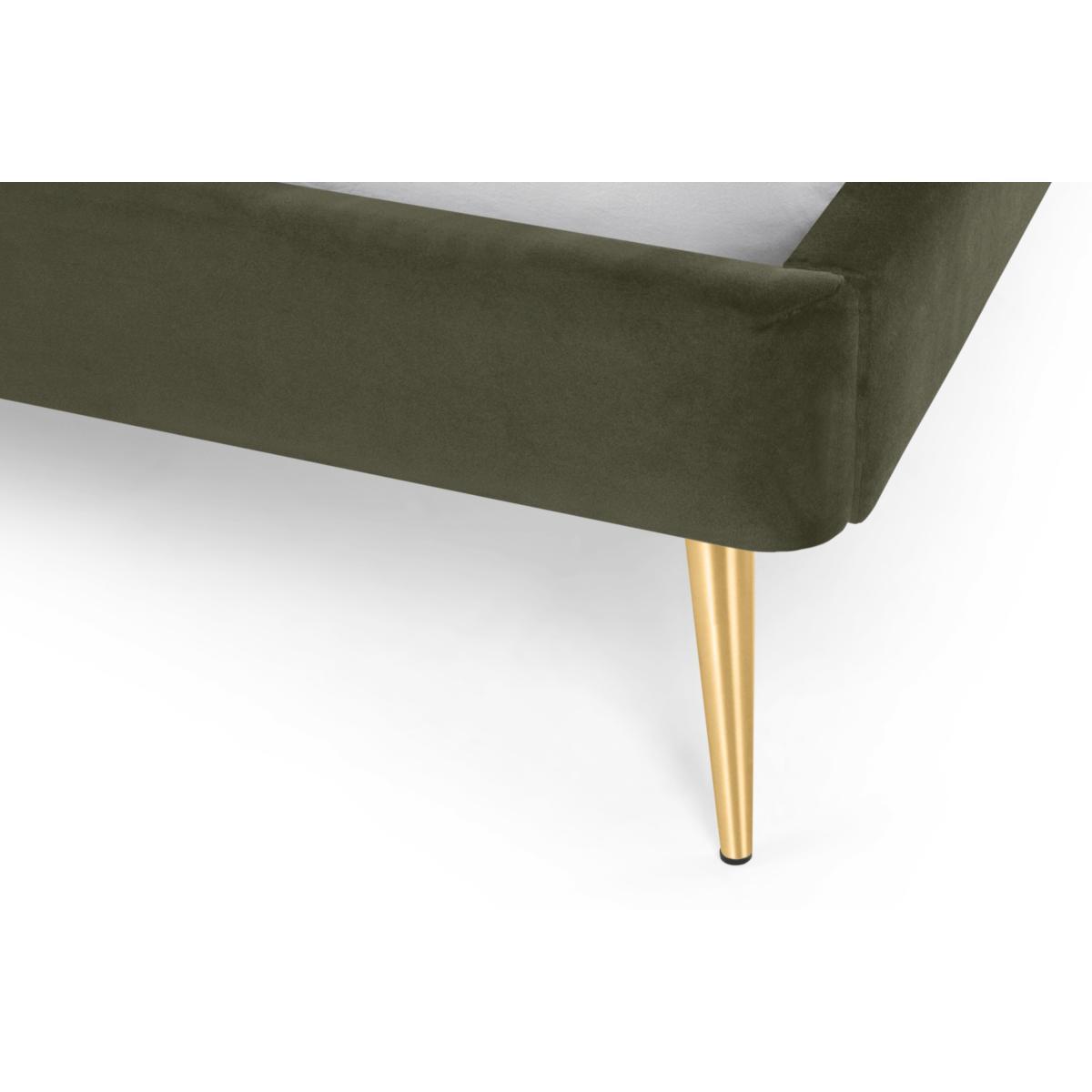 Eulia King Size Bed, Sycamore Green Velvet & Brass Legs – image 7