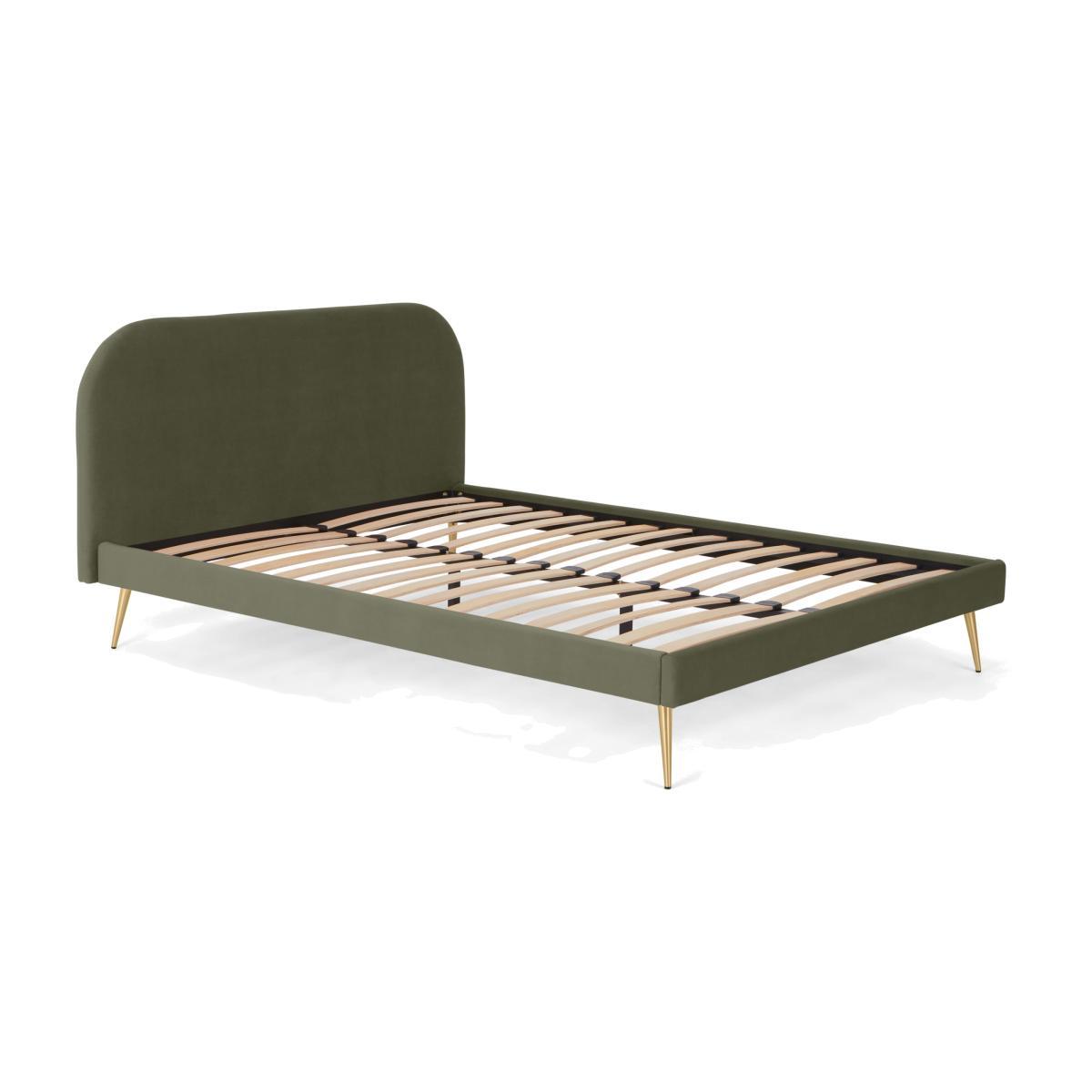 Eulia King Size Bed, Sycamore Green Velvet & Brass Legs – image 1