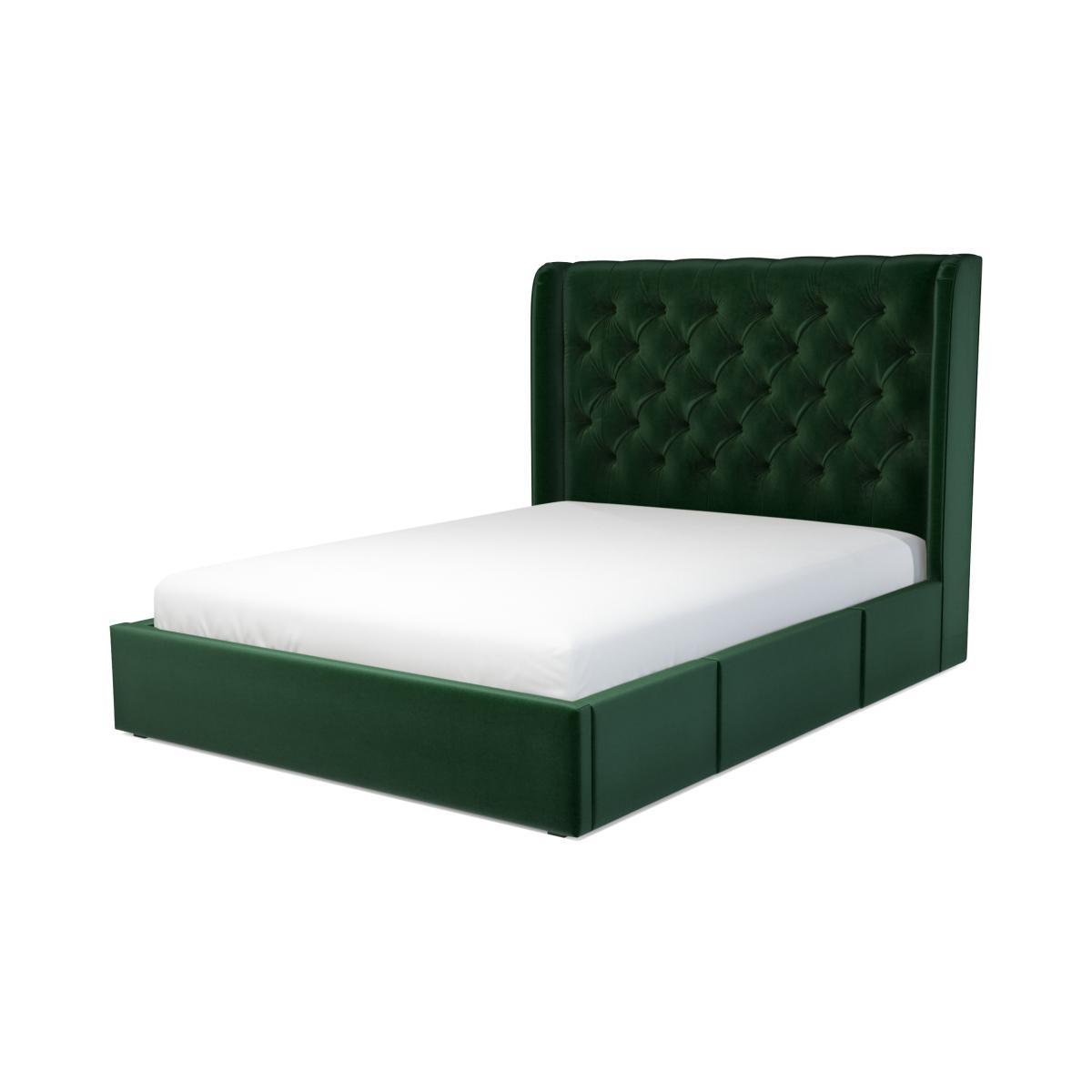 Romare King Size Bed with Storage Drawers, Bottle Green Velvet – image 2