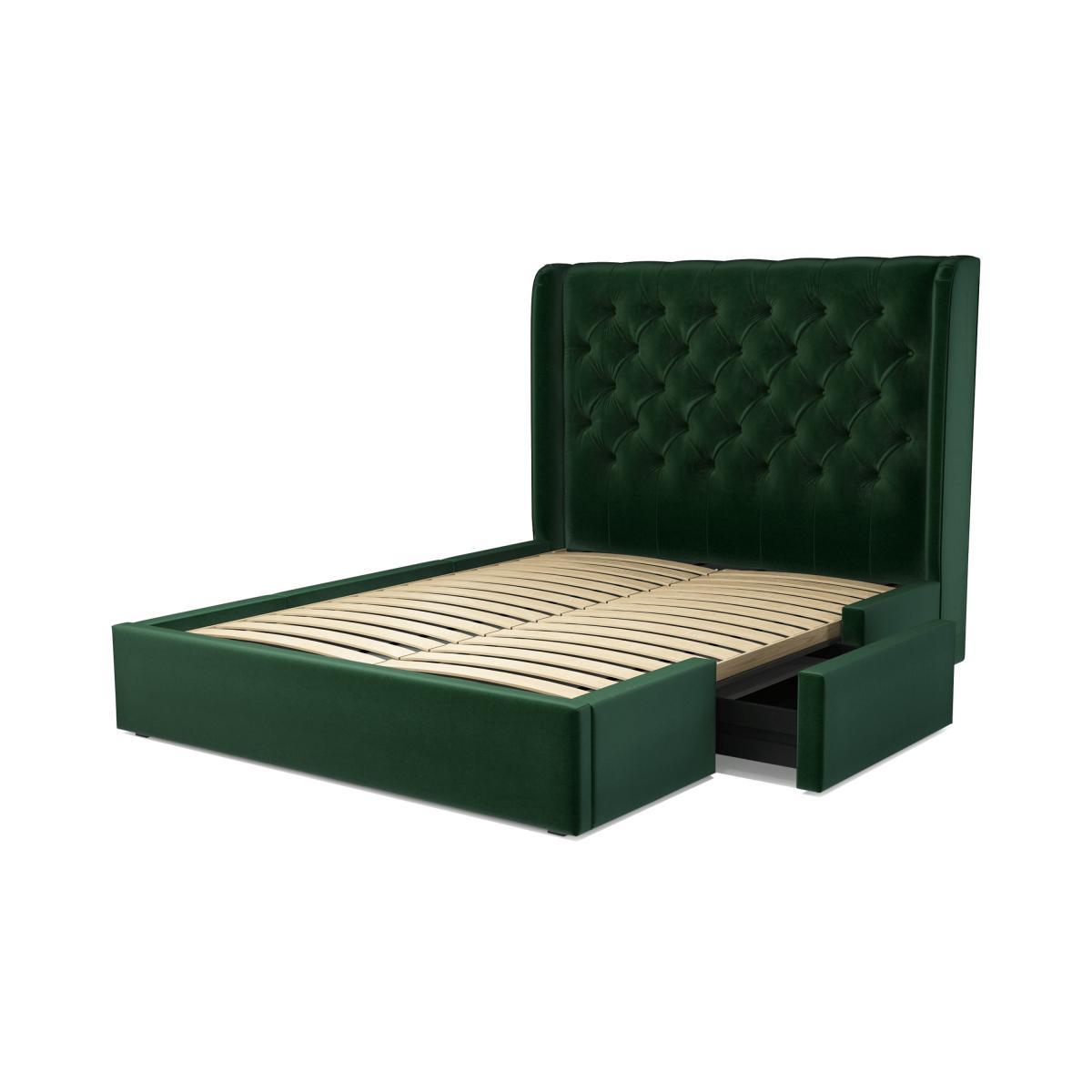 Romare King Size Bed with Storage Drawers, Bottle Green Velvet – image 5