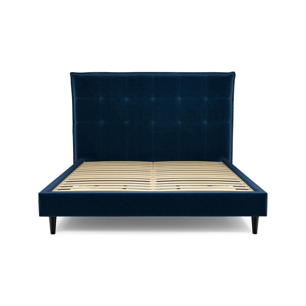 Lamas King Size Bed, Regal Blue Velvet with Black Stain Oak Legs – image 7