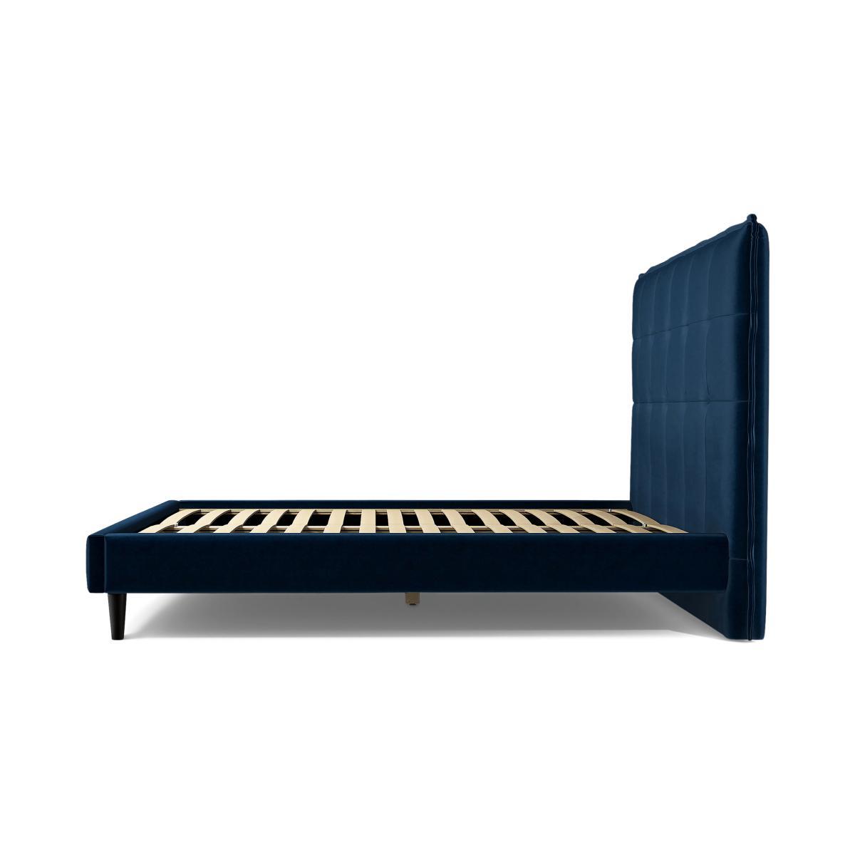 Lamas King Size Bed, Regal Blue Velvet with Black Stain Oak Legs – image 8