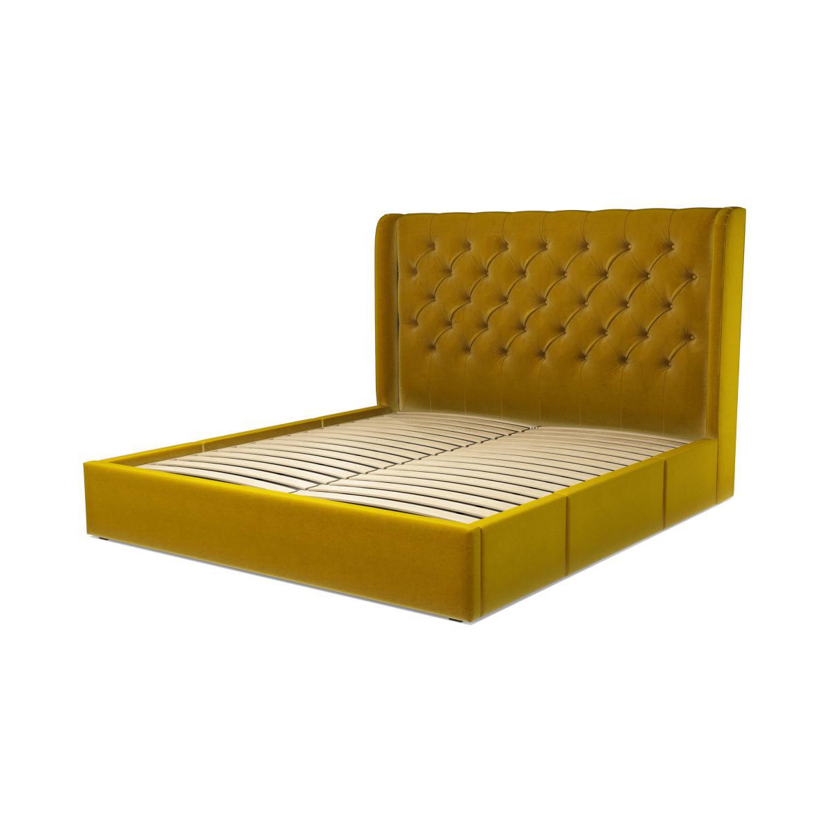 Romare Super King Size Bed with Storage Drawers, Saffron Yellow Velvet – image 3
