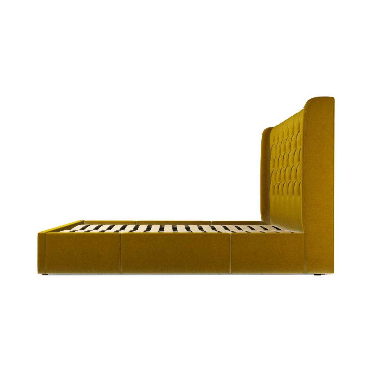 Romare Super King Size Bed with Storage Drawers, Saffron Yellow Velvet – image 6