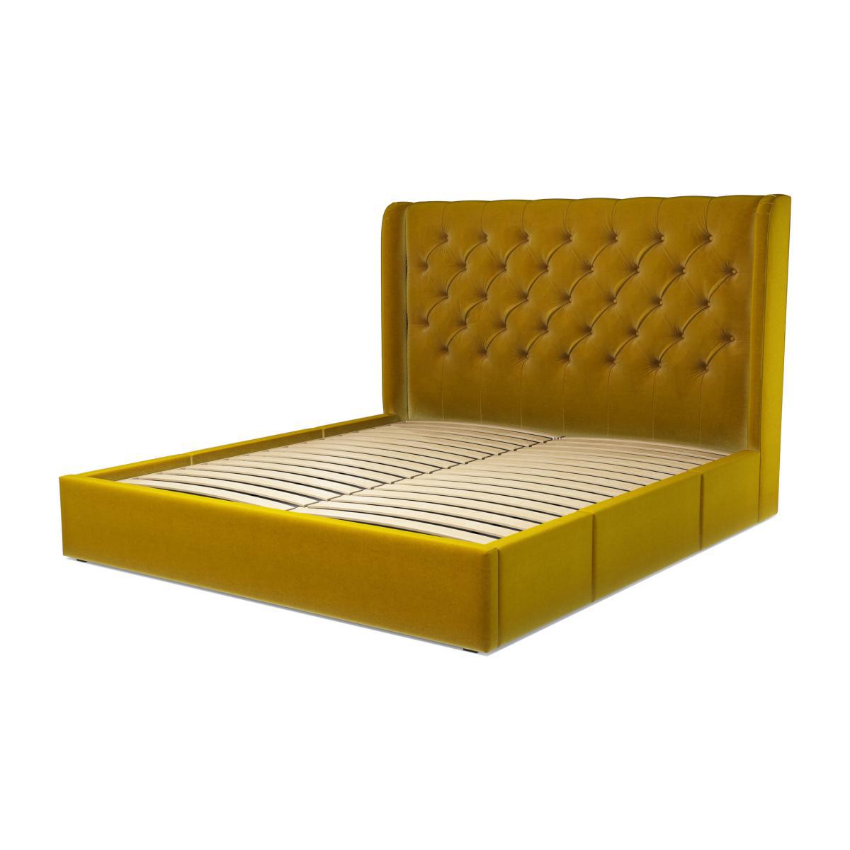 Romare Super King Size Bed with Storage Drawers, Saffron Yellow Velvet – image 1