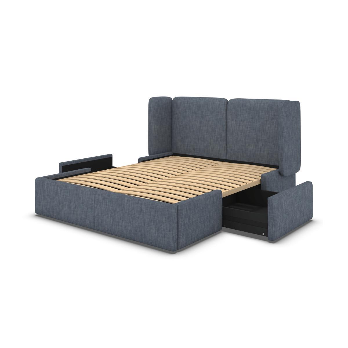 Ricola King Size Bed with Storage Drawers, Denim Cotton – image 8