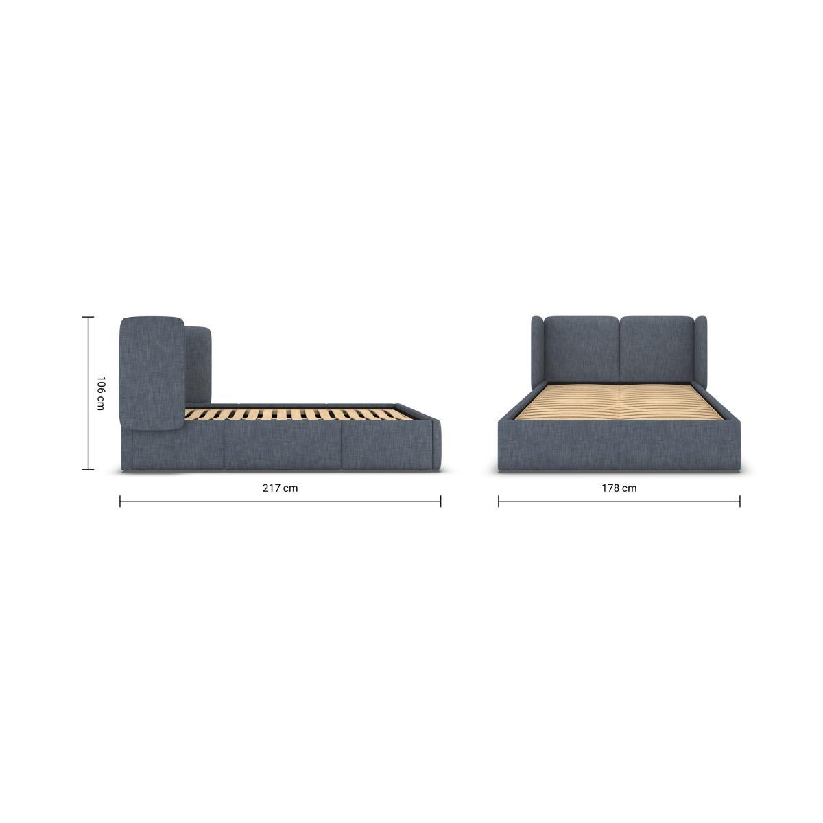 Ricola King Size Bed with Storage Drawers, Denim Cotton – image 9