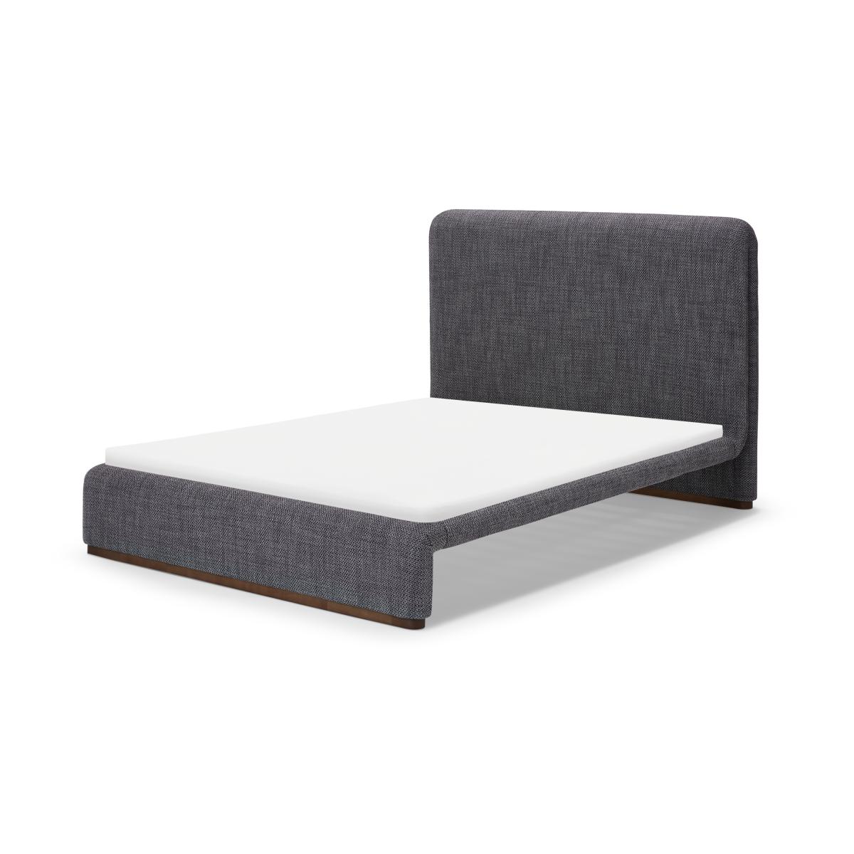 Palmi King Size Bed, Slate Loop Textured Boucle with Walnut Plinth – image 2