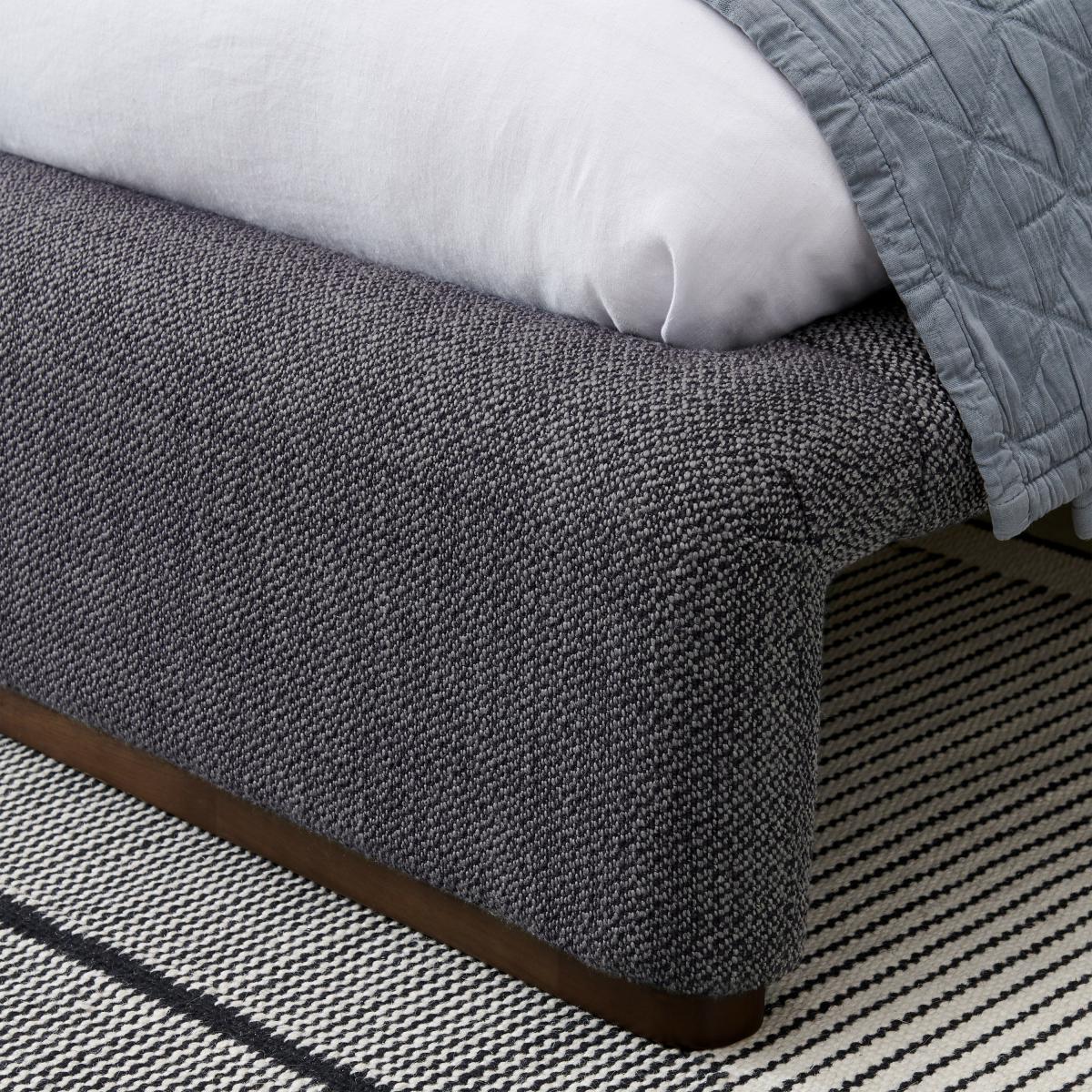 Palmi King Size Bed, Slate Loop Textured Boucle with Walnut Plinth – image 11