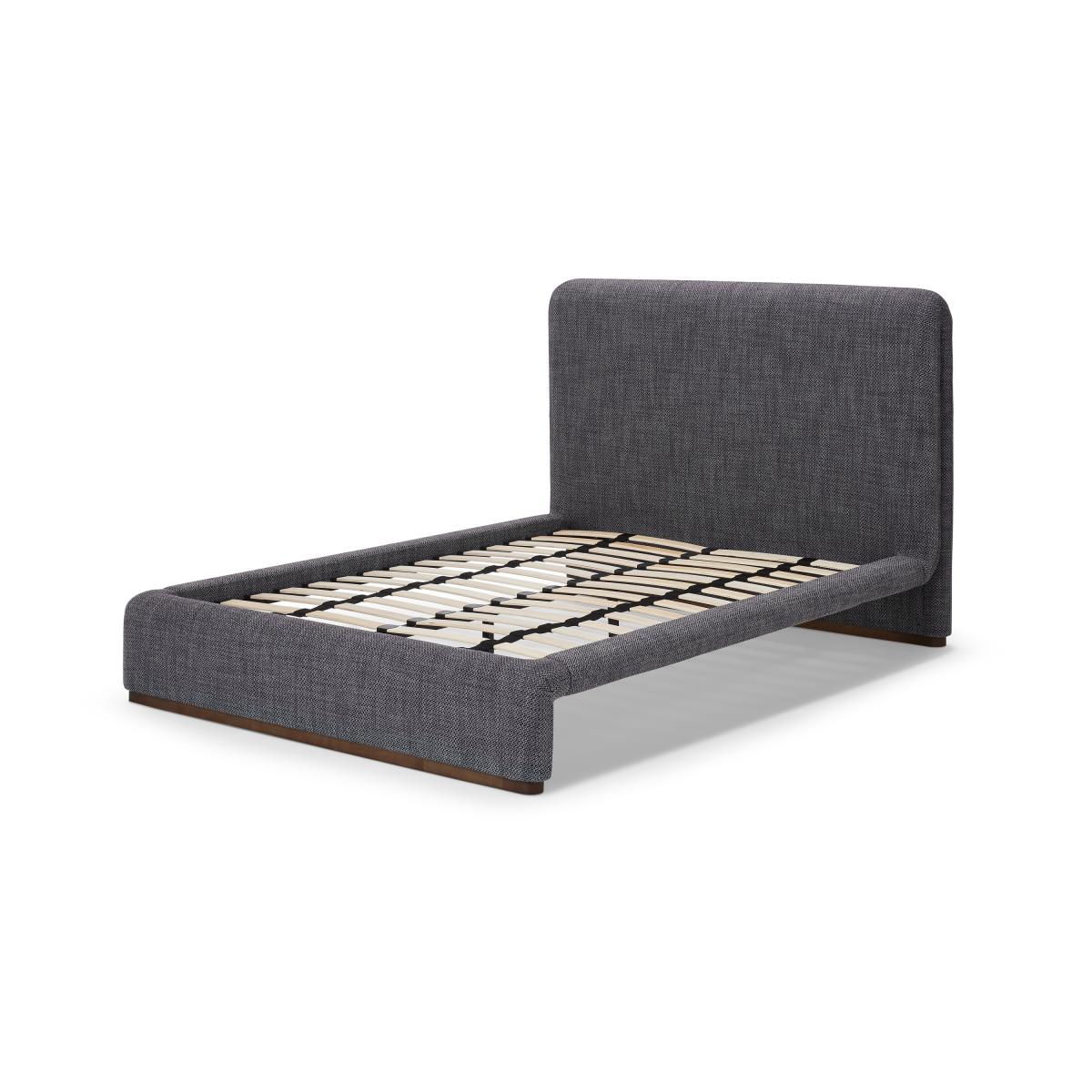 Palmi King Size Bed, Slate Loop Textured Boucle with Walnut Plinth – image 3