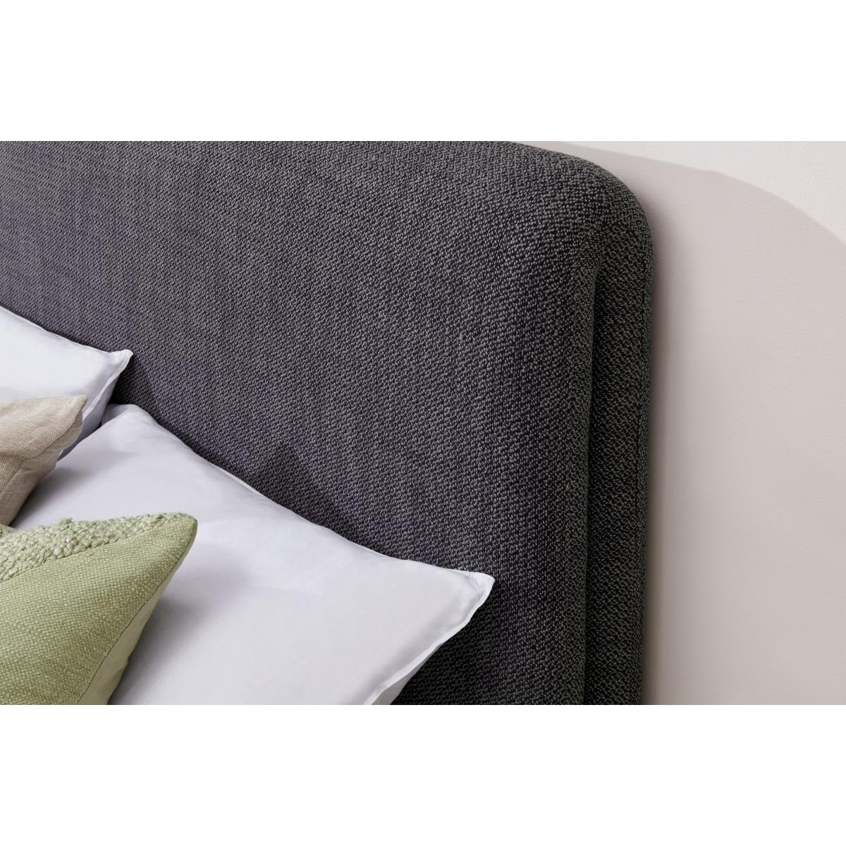 Palmi King Size Bed, Slate Loop Textured Boucle with Walnut Plinth – image 5