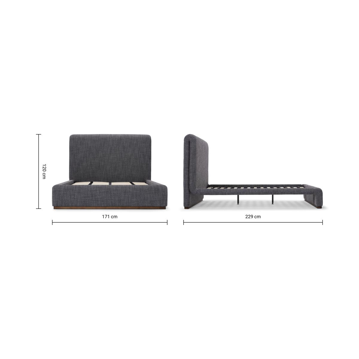 Palmi King Size Bed, Slate Loop Textured Boucle with Walnut Plinth – image 8