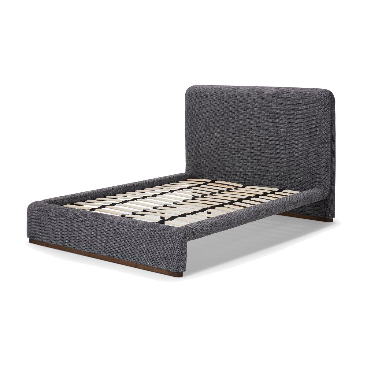 Palmi King Size Bed, Slate Loop Textured Boucle with Walnut Plinth – image 1