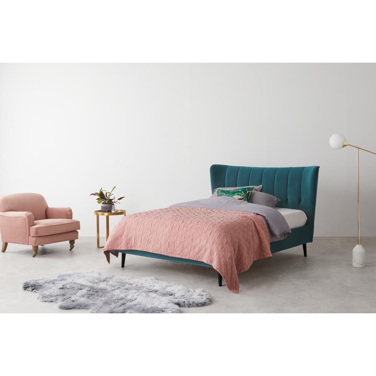 Charley King Size Bed, Teal Blue Velvet – image 4