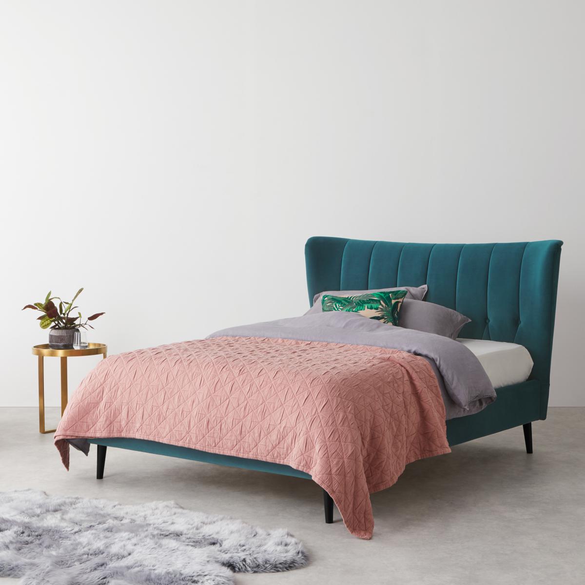 Charley King Size Bed, Teal Blue Velvet – image 9