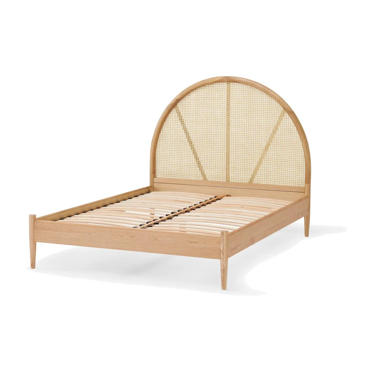 Reema Arched Super King Size Bed, Oak & Cane – image 1