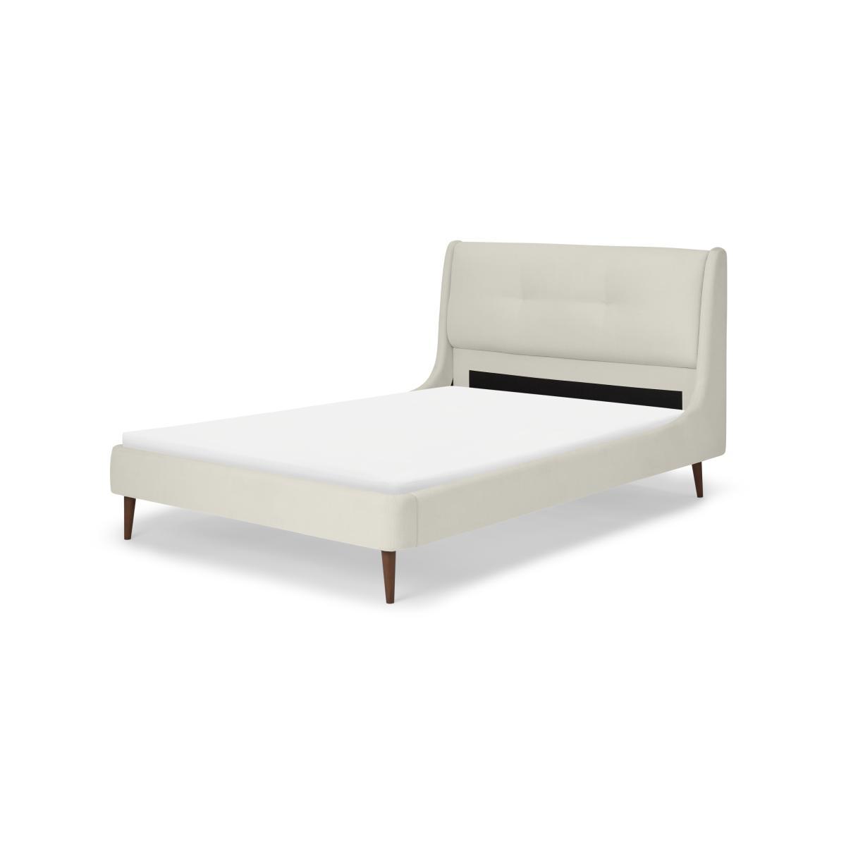 Raffety King Size Bed, Oatmeal Weave with Walnut Stain Legs – image 2