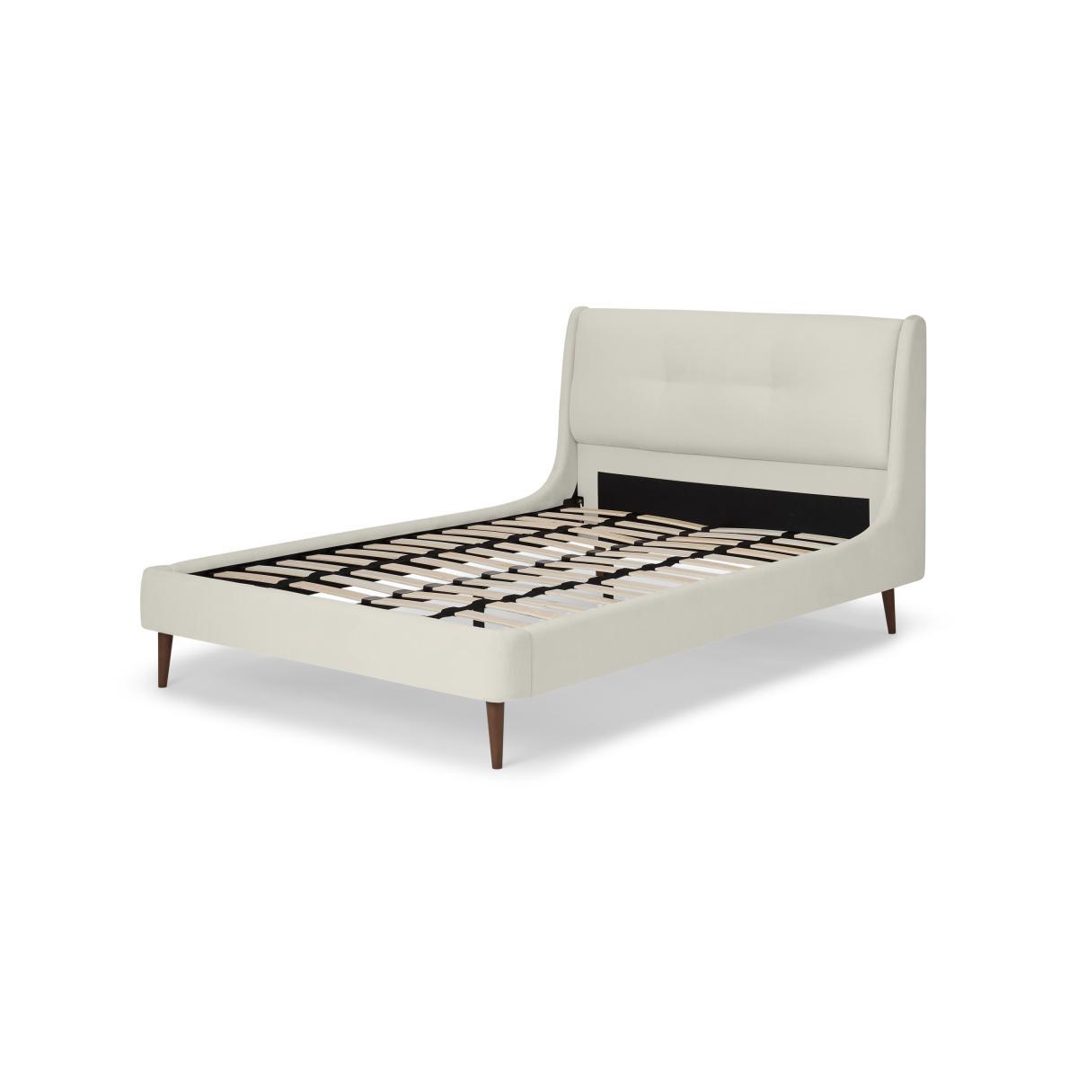 Raffety King Size Bed, Oatmeal Weave with Walnut Stain Legs – image 3