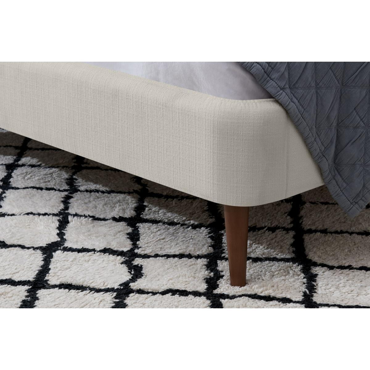 Raffety King Size Bed, Oatmeal Weave with Walnut Stain Legs – image 5