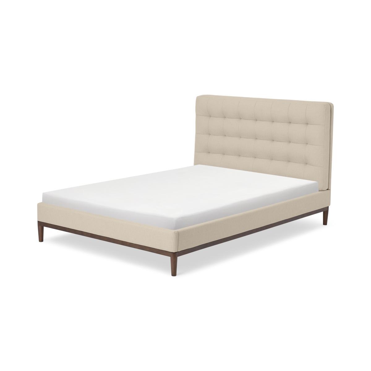 Lavelle King Size Bed, Soft Barley Weave & Walnut Stain Legs – image 2