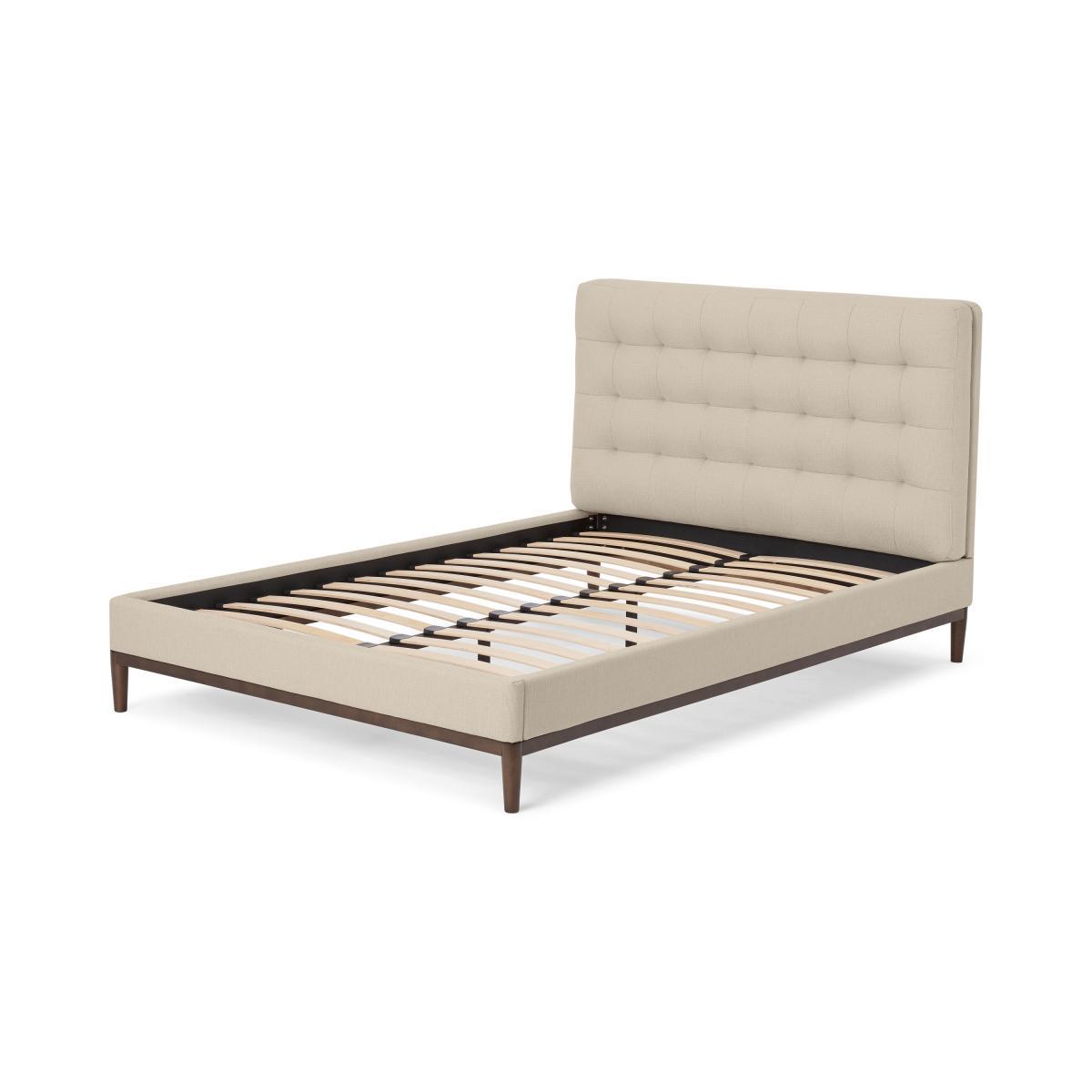 Lavelle King Size Bed, Soft Barley Weave & Walnut Stain Legs – image 3