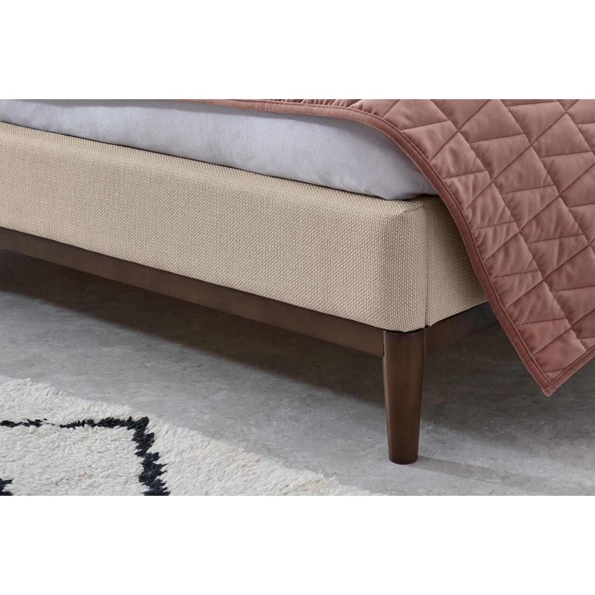 Lavelle King Size Bed, Soft Barley Weave & Walnut Stain Legs – image 5