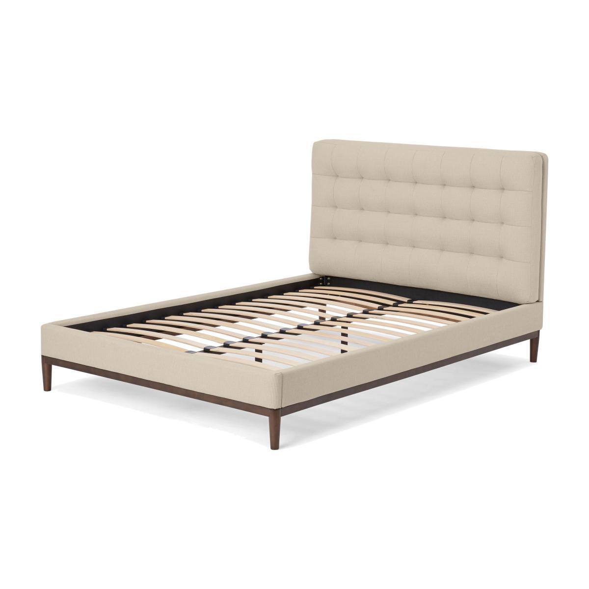 Lavelle King Size Bed, Soft Barley Weave & Walnut Stain Legs – image 1