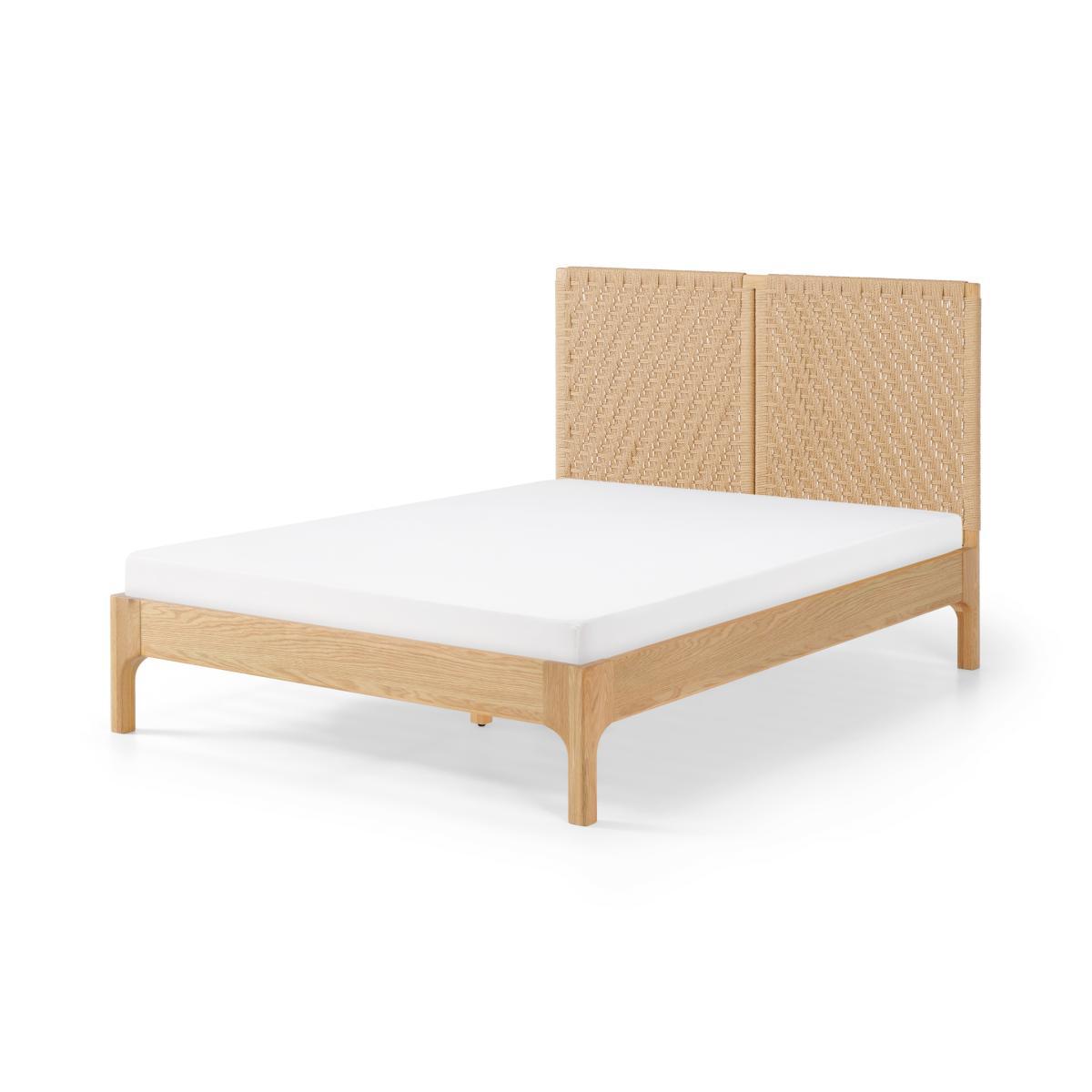 Tulana King Size Bed, Natural Weave & Oak – image 2