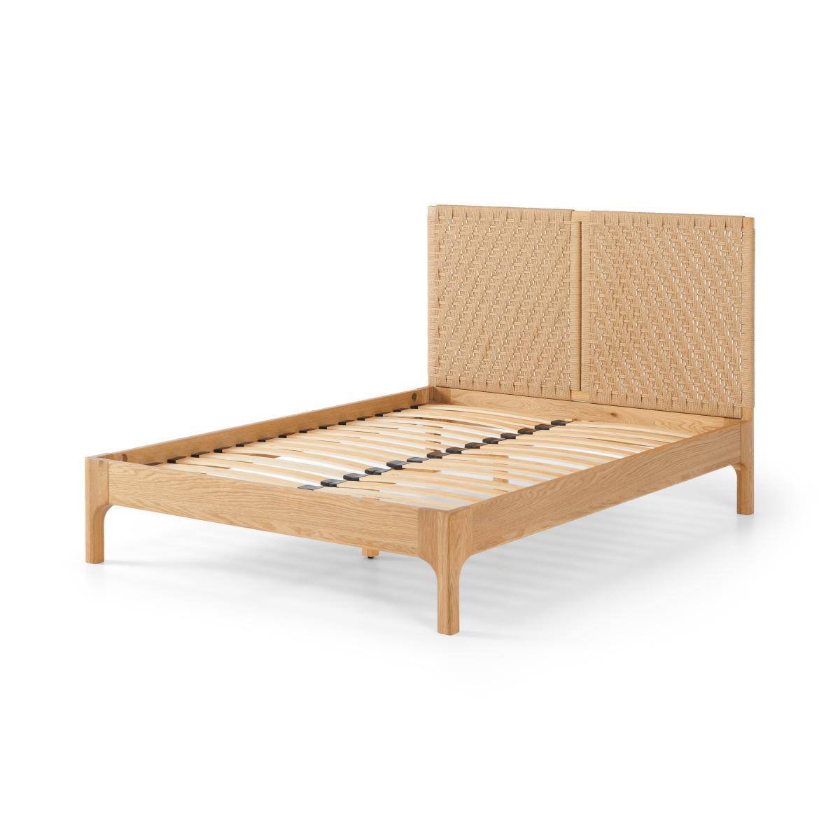 Tulana King Size Bed, Natural Weave & Oak – image 3