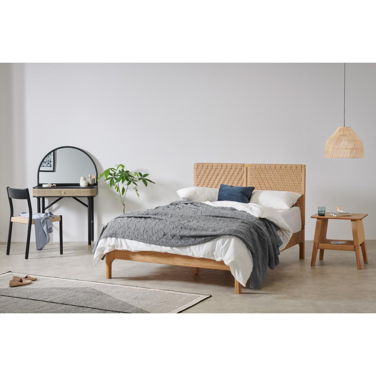Tulana King Size Bed, Natural Weave & Oak – image 4