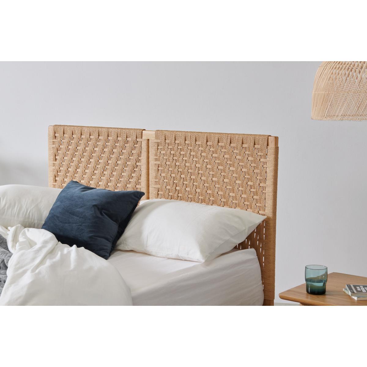 Tulana King Size Bed, Natural Weave & Oak – image 5