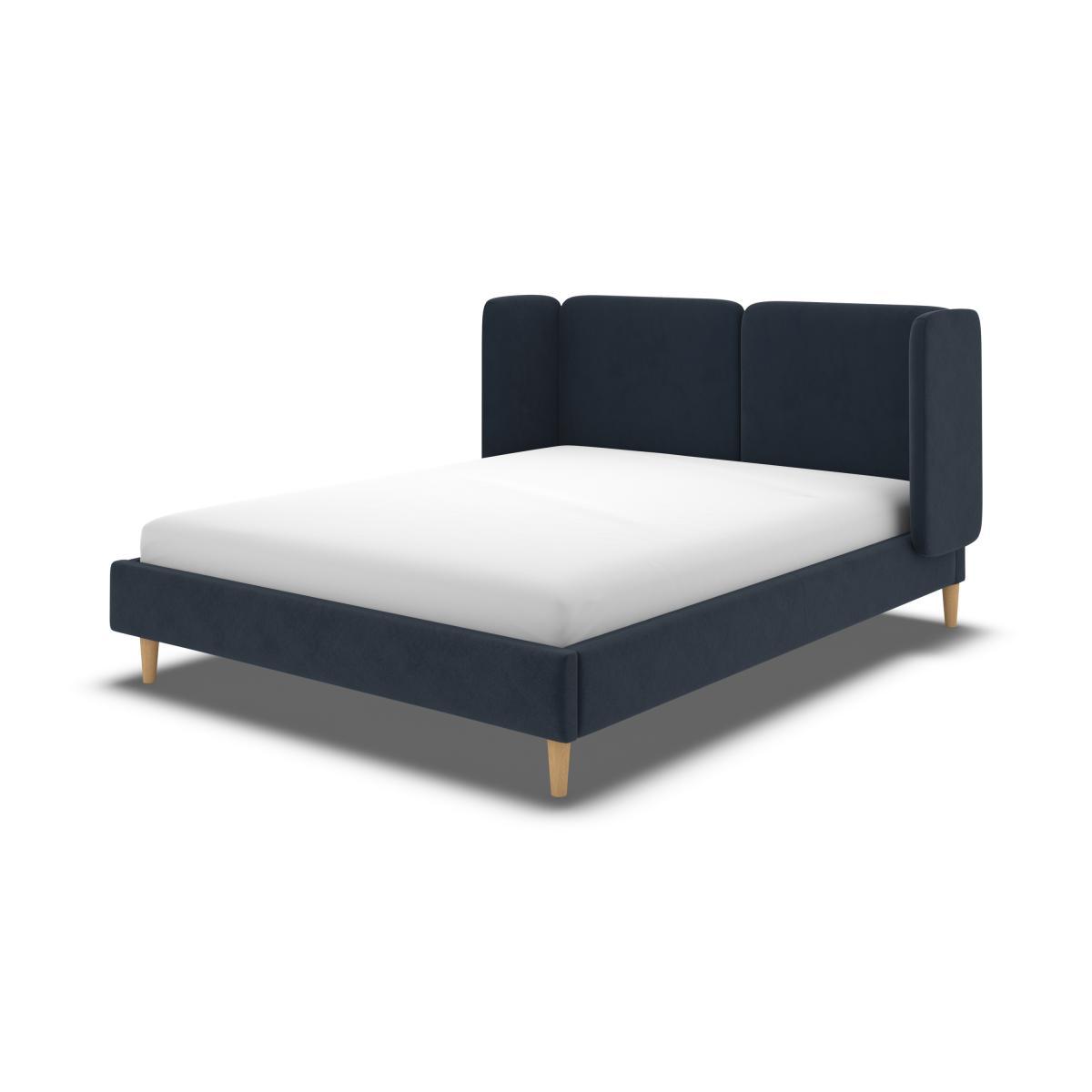 Ricola King Size Bed, Dusk Blue Velvet with Oak Legs – image 2
