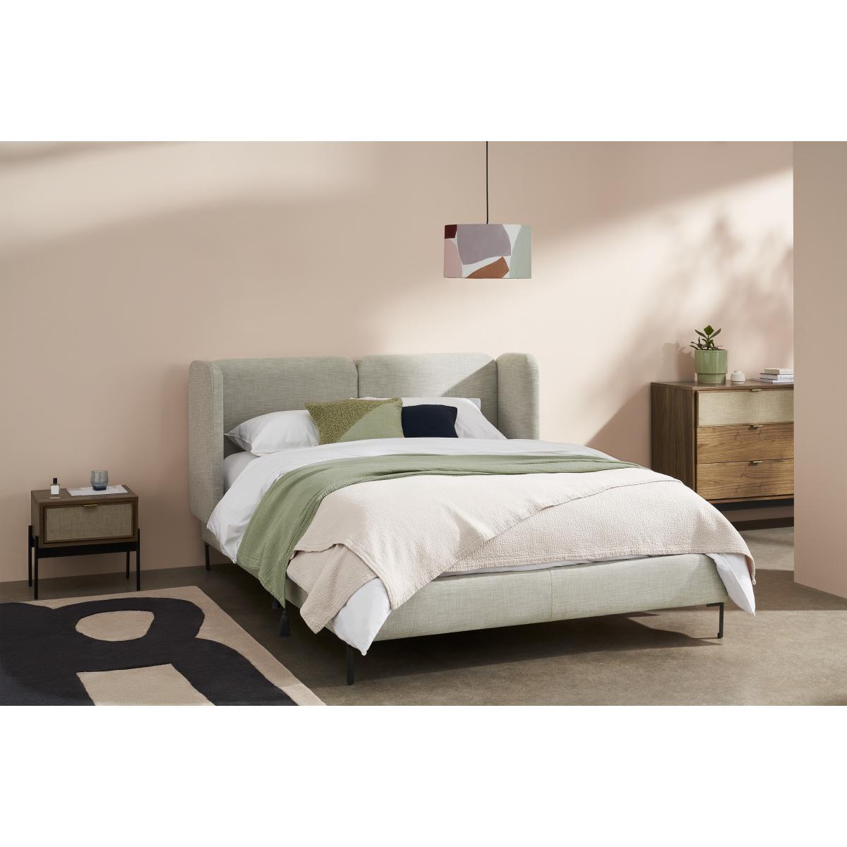 Ricola King Size Bed, Dusk Blue Velvet with Oak Legs – image 3