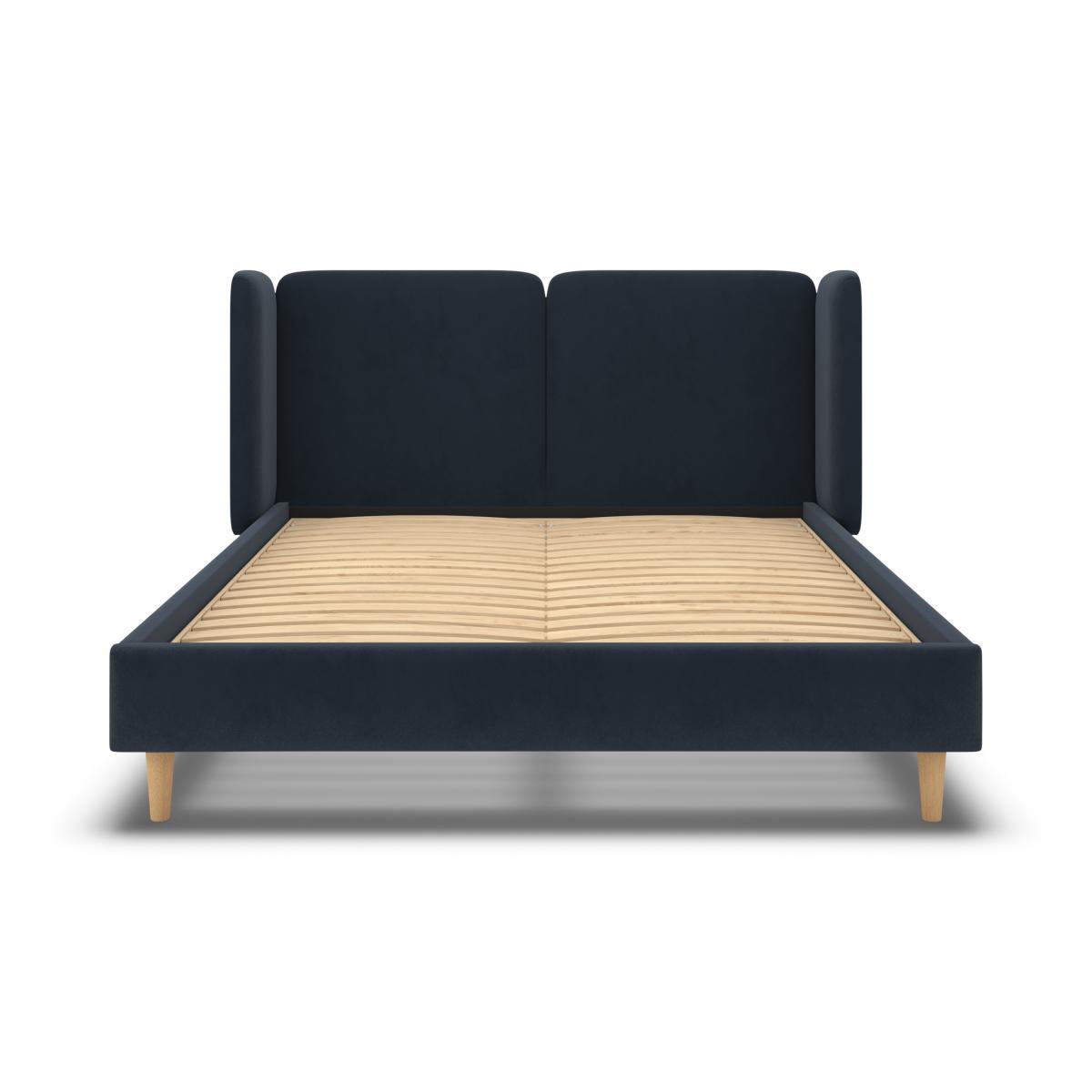 Ricola King Size Bed, Dusk Blue Velvet with Oak Legs – image 6