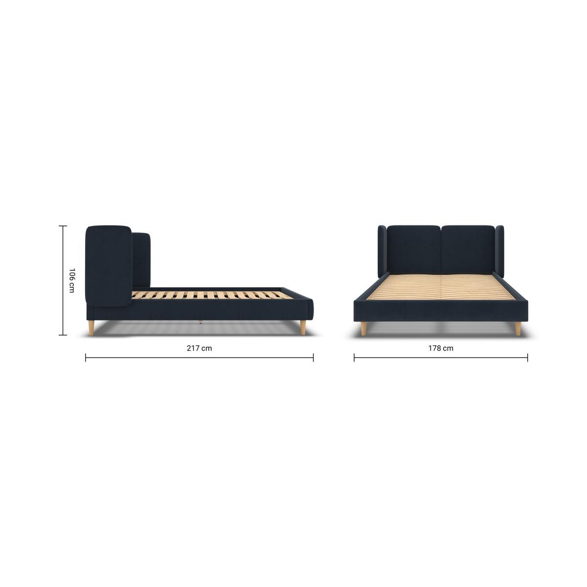 Ricola King Size Bed, Dusk Blue Velvet with Oak Legs – image 9