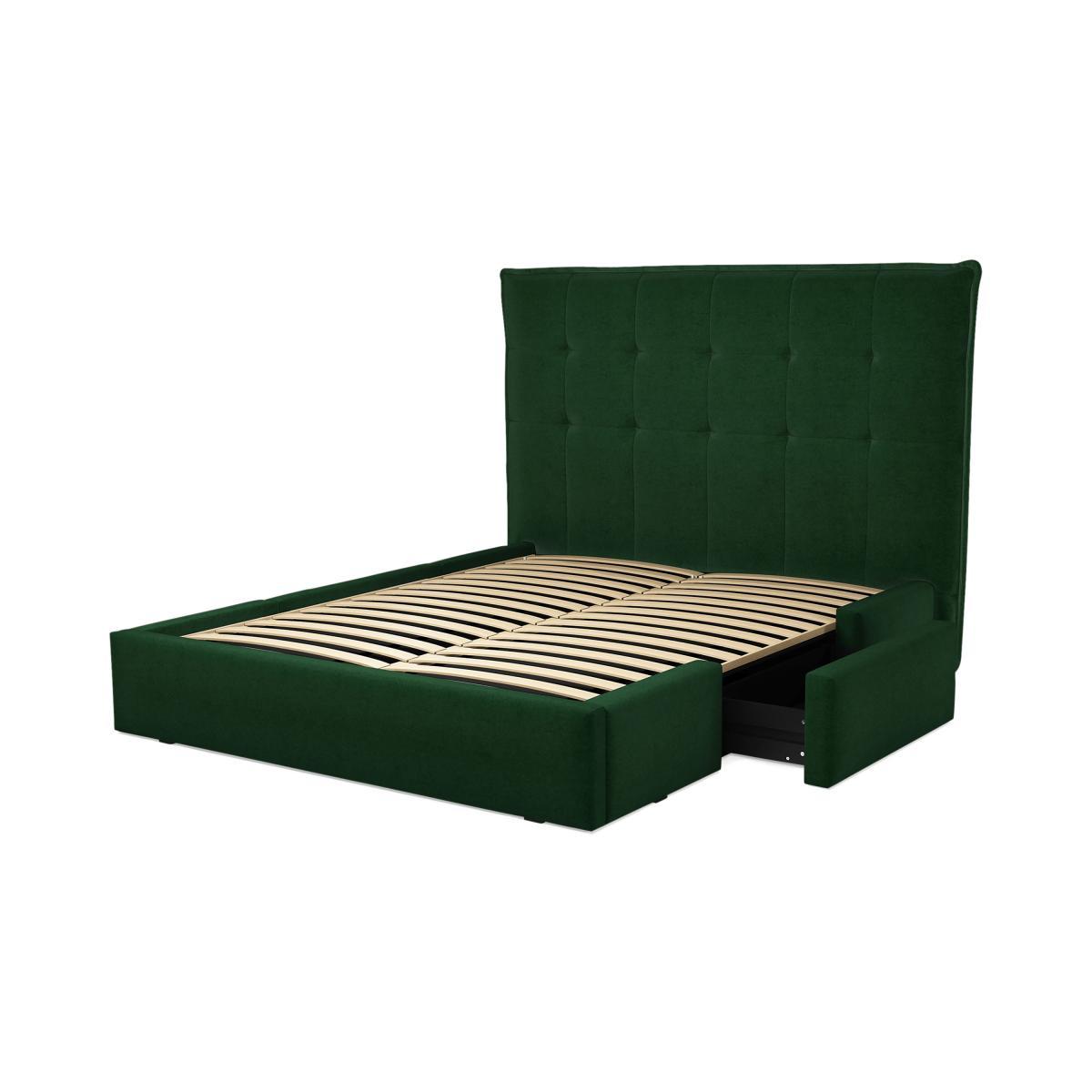 Lamas King Size Bed with Storage Drawers, Bottle Green Velevt – image 9
