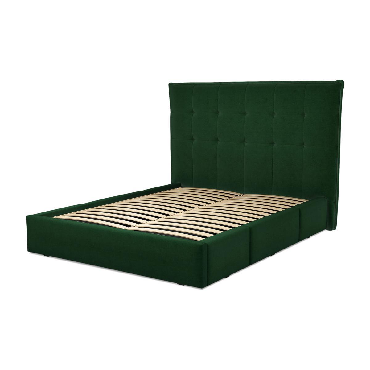 Lamas King Size Bed with Storage Drawers, Bottle Green Velevt – image 1