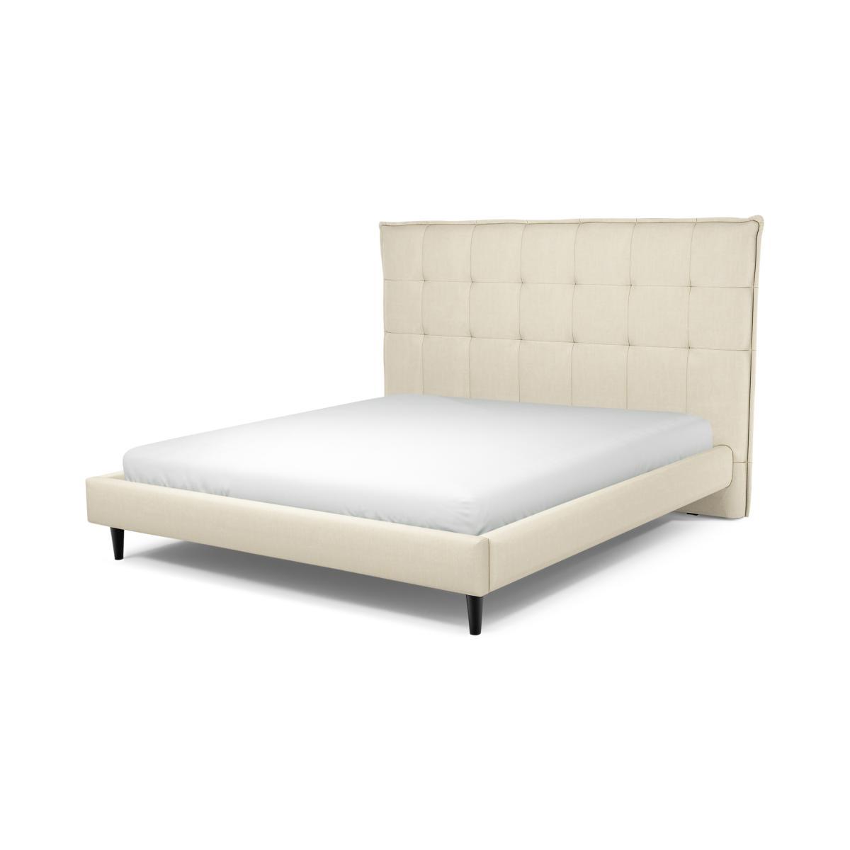 Lamas Super King Size Bed, Putty Cotton with Black Stain Oak Legs – image 2