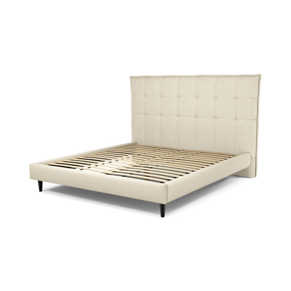 Lamas Super King Size Bed, Putty Cotton with Black Stain Oak Legs – image 3