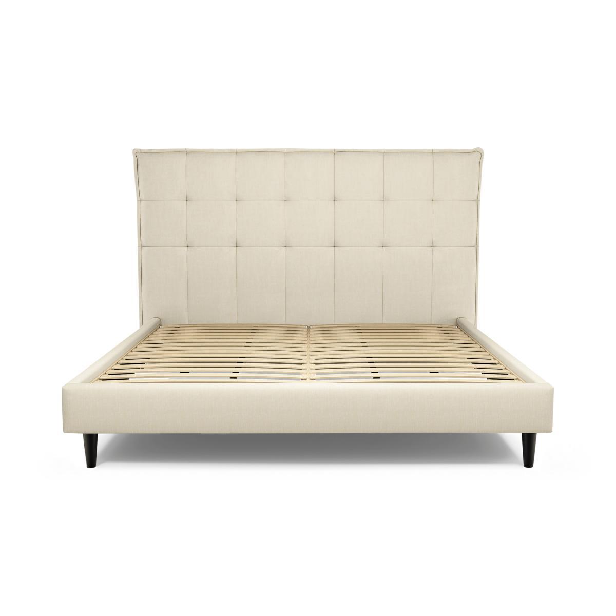 Lamas Super King Size Bed, Putty Cotton with Black Stain Oak Legs – image 7