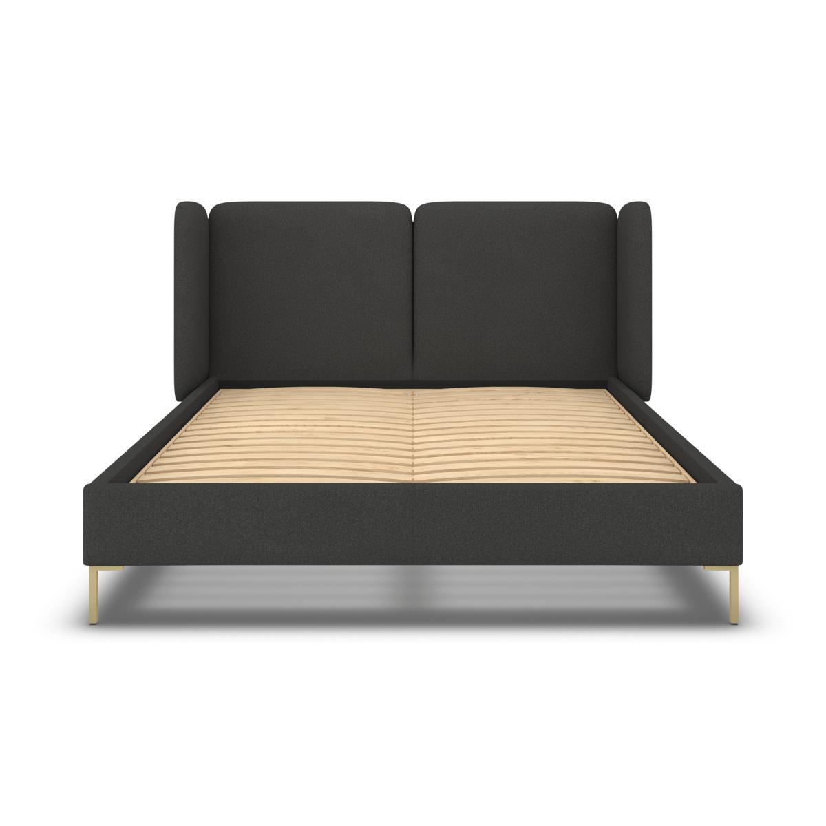 Ricola Super King Size Bed, Etna Grey Wool with Brass Legs – image 6