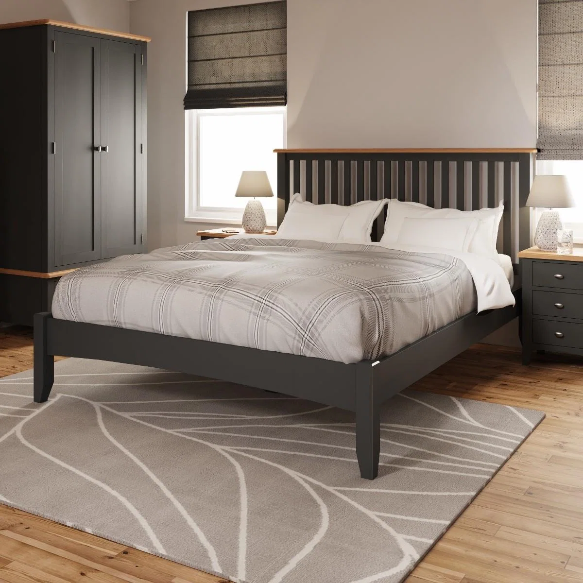 Arlia Oak and Grey King Size Bed – image 2