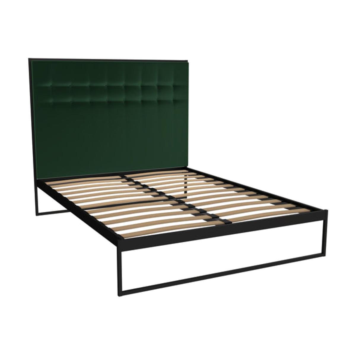 Gillmore Federico Black Frame Deep Green Upholstered Headboard Bed / King